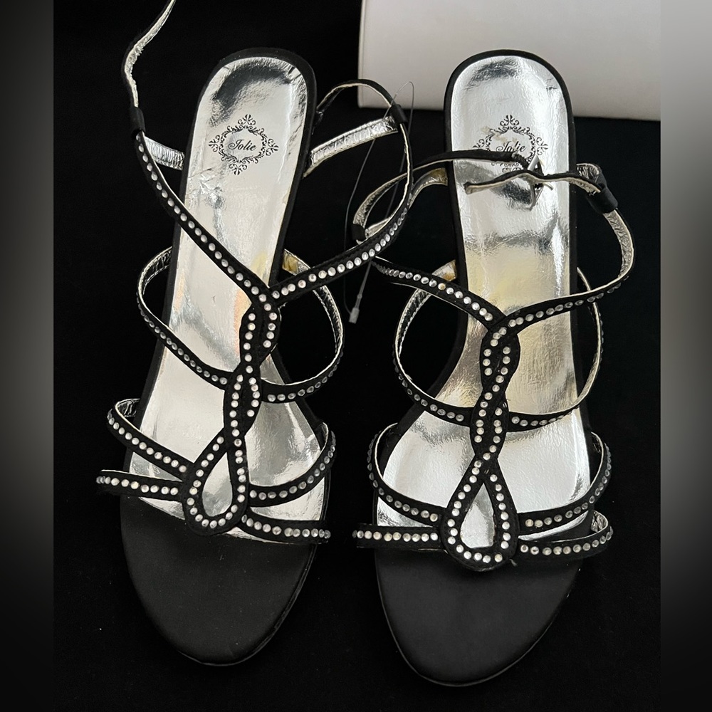 Jolie  Rhinestones Sandals High Heels Open Toe Size 9